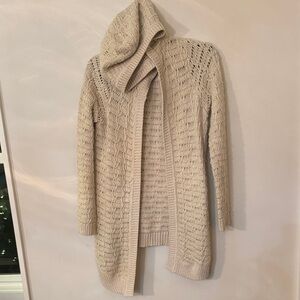 Anthropologie Cream Hooded Cardigan